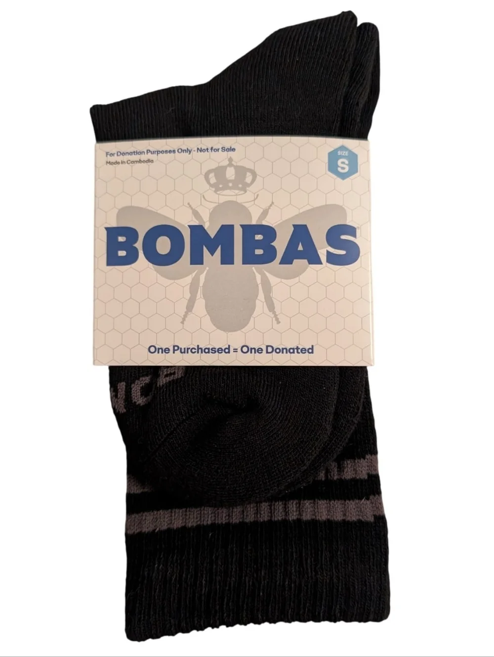 Bombas Black Cushioned One Pair Crew Socks Arch Support Antimicrobial Small NWT